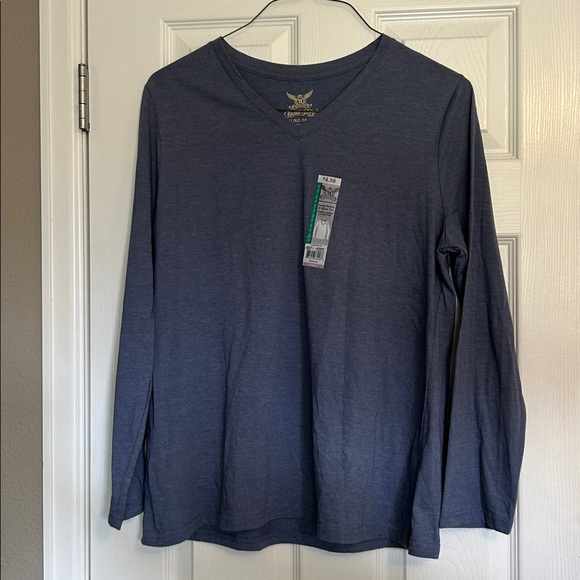 Fade Glory Blue Long Sleeve V-Neck Shirt - Picture 1 of 6